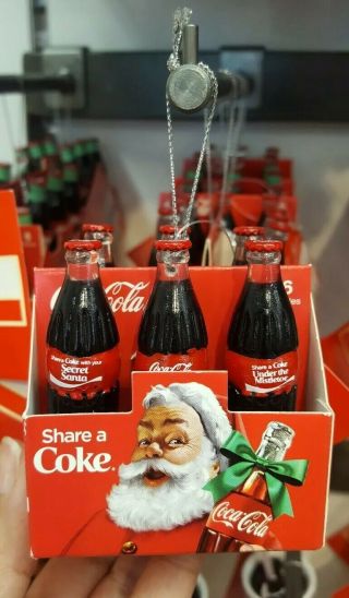 Coca - Cola Santa Christmas Coke 6 Pack Carton Bottle Cokes Christmas Ornament