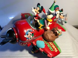 Enesco Disney Musical Mickey Mouse Christmas Delivery Plane