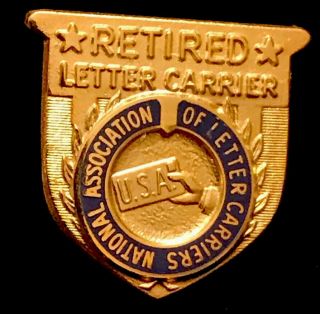 Vintage Retired Letter Carrier Association Of Letter Carriers Goldtone Lapel Pin