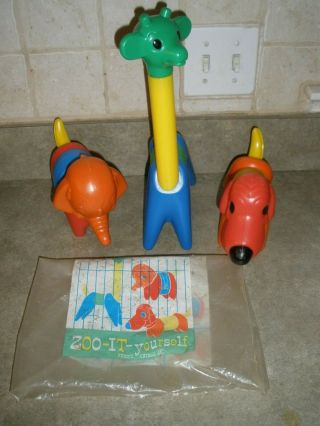 1966 Vintage Tupperware Toys Zoo It Yourself Animals Tuppertoys In Bag