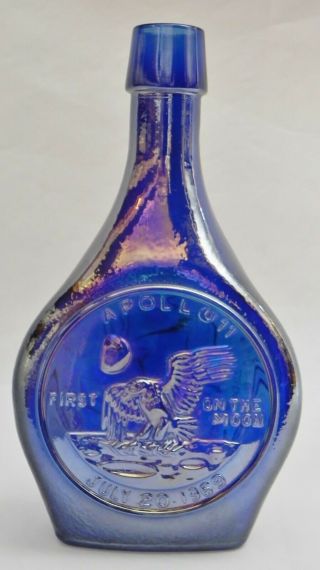 Apollo 11 Wheaton Blue Irridescent Carnival Glass 50th Anniversary July 20 1969