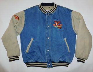 Vintage 1990s Tigger Disney Store Denim Varsity Bomber Jacket Men 