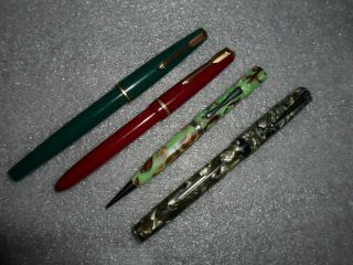 Vintage Mabie Todd Blackbird Fountain Pen Plus Parker Pens & Propelling Pencil