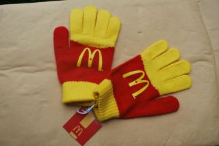 Mc Donalds Gloves Employee Drive Thru Red Yellow French Fry Gloves Nwt