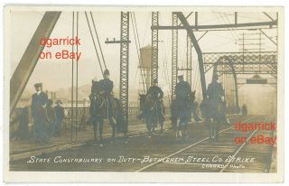 Bethlehem Steel Strike 1910 Conradi Constabulary On Duty Bethlehem Postcard