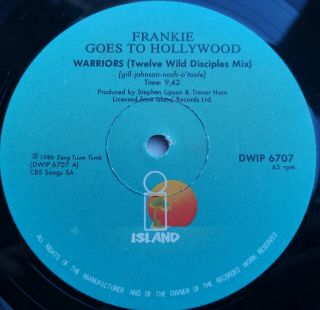 Frankie Goes To Hollywood - Warriors - South African 12 " Single