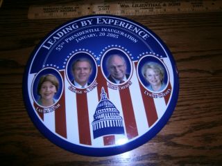 9 Inch Political Button 55 Presidential Inauguration 2005 Bush Cheney & 1st Lady