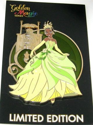 Rare Le Jumbo Disney Pin✿ Princess Frog Tiana Swirl Gold Castle Acme Orleans