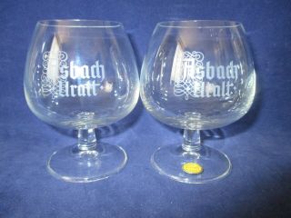 Asbach Uralt Vintage Brandy Snifter Etched Logo,  Made In Western Germany,  Two