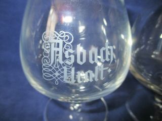 Asbach Uralt Vintage Brandy Snifter Etched Logo,  Made in Western Germany,  Two 2