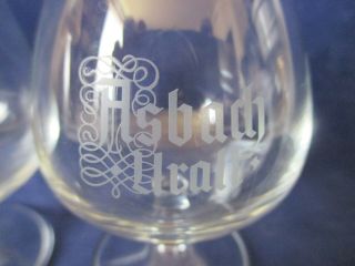 Asbach Uralt Vintage Brandy Snifter Etched Logo,  Made in Western Germany,  Two 3