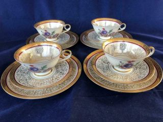Set Of 4 Vintage German Seltmann Wieden Porcelain Cups,  Saucers And Plates.
