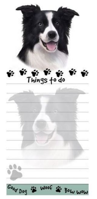 Border Collie Dog Diecut List Pad Notes Notepad Magnetic Magnet Refrigerator