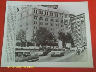1963 Photo Press Release Wirephoto John Kennedy Assassination Building