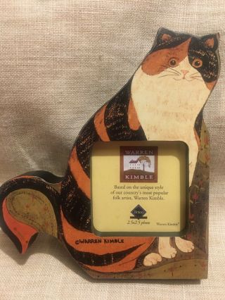 Warren Kimble Cat Photo Frame Pre - Owned 2.  5 " X 2.  5 " - Claire