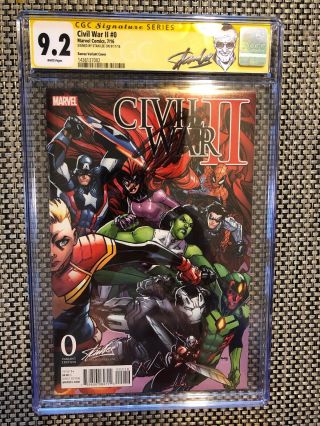 Civil War Ii 0 Cgc Ss 9.  2 Signed By Stan Lee Ramos Variant Marvel Avengers