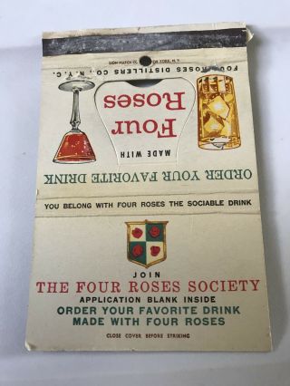 Old Matchbook Cover Join The Four Roses Society The Sociable Drink