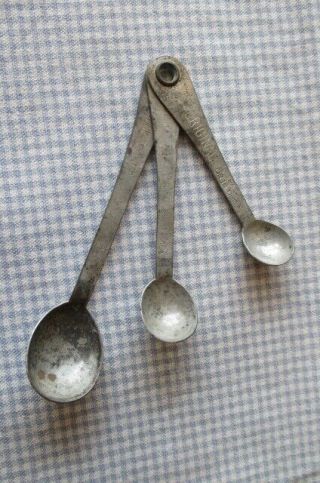 Set Of 3 Antique Measuring Spoons - Marked - Patented July 10 - 1900