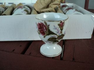 Vintage Set of 8 Porcelain Egg Cups - Moss Rose - Japan - Box 2