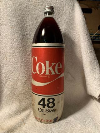 Rare Full 48oz Coca - Cola Foam Label Soda Bottle Hard To Find