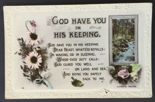 Vintage Postcard 1918 Lilywhite Photographic Series God Has In Keeping Embossed