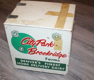 Vintage Wood Milk Crate.  City Park Brookridge Farms Farm Dairy.  Denver Co.