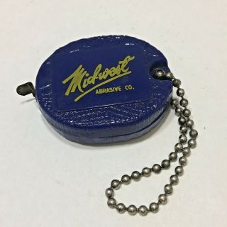 Vintage Midwest Abrasive Co Advertising Tape Measure Key Chain Blue Plastic