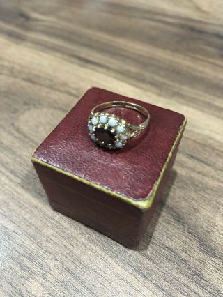 Vintage 9ct Gold Ring Ruby And Opal (metal Detector Find)