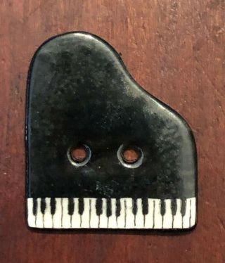 Vintage Handpainted Ceramic Button Idabelle,  Piano,  Musical Instrument,  1 3/8 "