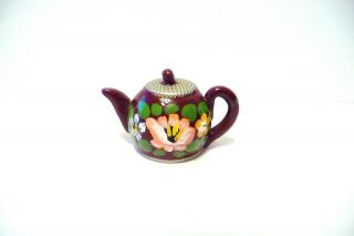 Thimble Guild Handpainted Polymer Clay Canal Barge Kettle By Bryn Weightman
