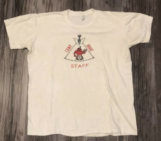 Vintage Bsa Camp Drake Staff Tee Shirt 1960’s Native American Size Large