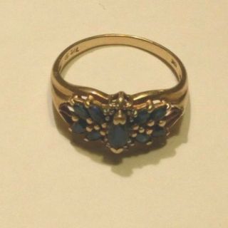 Vintage 10k Sapphire Cocktail Ring - Size 7.  75