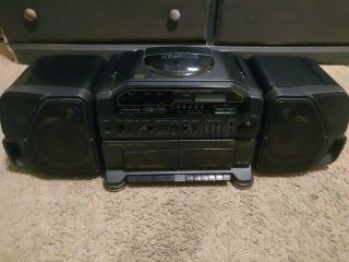 Vintage 1990 Fisher Boombox Ph - D9000 Dual Cassette Tape Radio Cd Play Detachable