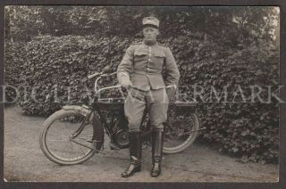 Rppc Indian Motorcycle In Ww1 - Allied Soldier Posing