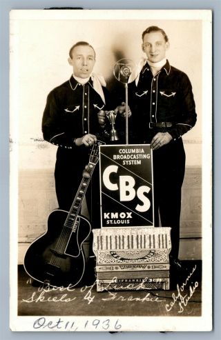 St.  Louis Mo Columbia Broadcasting Musicians Vintage Real Photo Postcard Rppc