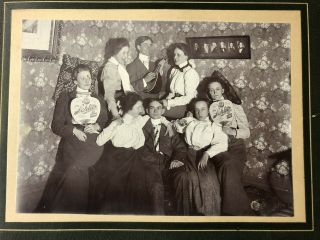 1900 Photo Frat Party At Oberlin Collage Shiltz Beer Advertising Fans