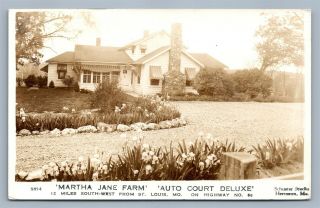 St.  Louis Mo Auto Court Deluxe Martha Jane Farm Vintage Real Photo Postcard Rppc