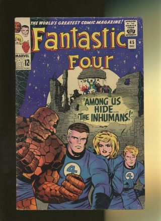 Fantastic Four 45 Vg 4.  0 1 Book 1st Inhumans & More Stan Lee & John Buscema