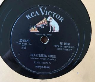 Rock 78 Rpm Elvis Presley Heartbreak Hotel Vg,  Rca - 20 - 6420 78 Record