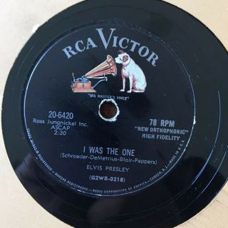 ROCK 78 RPM ELVIS PRESLEY HEARTBREAK HOTEL VG,  RCA - 20 - 6420 78 RECORD 3