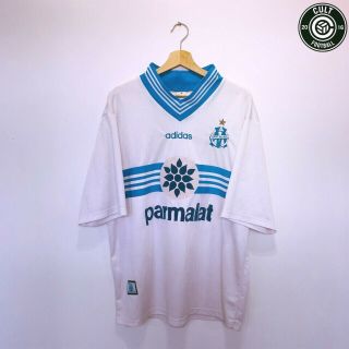 Marseille Vintage Adidas Home Football Shirt Jersey 1996/97 (xl) Dugarry Blanc