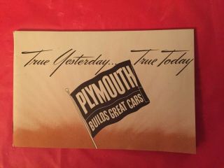 1948 Plymouth " True Yesterday.  True Today " Car Dealer Showroom Sales Brochure