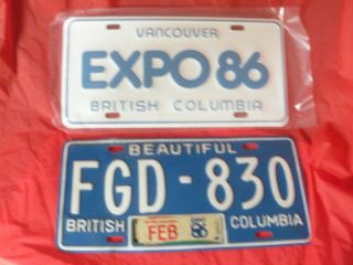 Expo 86 License Plate Vancouver Souvenir & B.  C.  1986 License Plate