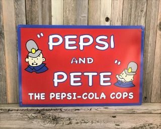 Pepsi Cola And Pete Soda Pop Metal Tin Sign Vintage Style Decor Retro Kitchen