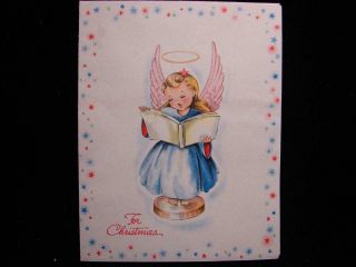 Vintage " Angel Singing Joy For You " Christmas Greeting Card
