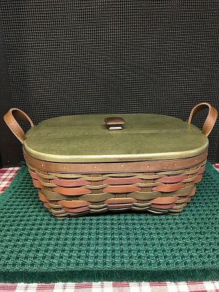 Longaberger Handwoven Picnic Basket With Lid And Liner