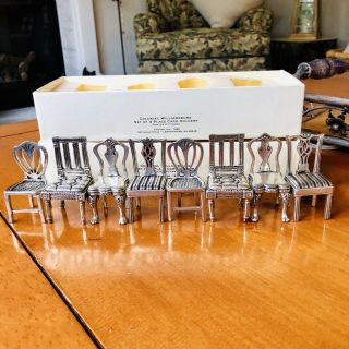 8 Williamsburg Kirk Stieff Lenox Pewter Chairs Place Name Card Holders