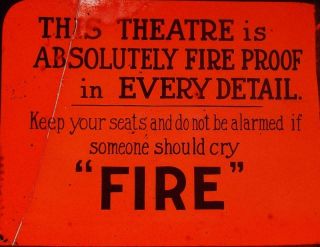 This Theatre Is Absolutely Fire Proof 1920 Movie Cinema Film Magic Lantern Slide