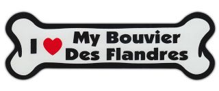 Dog Bone Shaped Car Magnets: I Love My Bouvier Des Flandres
