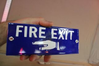 Fire Exit Pointing Hand Finger Porcelain Metal Sign Fire Dept Truck Dog Hose Gas